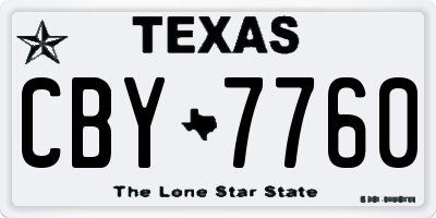 TX license plate CBY7760