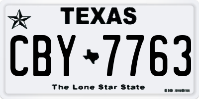TX license plate CBY7763