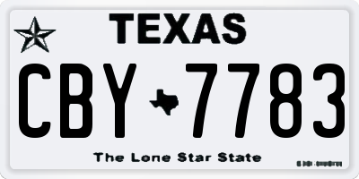TX license plate CBY7783