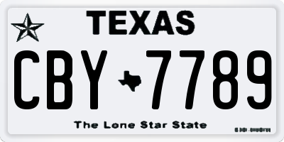 TX license plate CBY7789