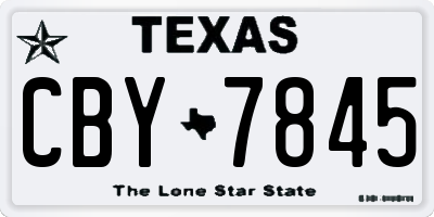 TX license plate CBY7845
