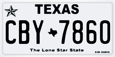 TX license plate CBY7860
