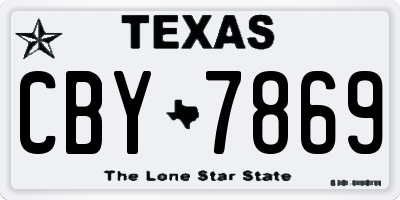 TX license plate CBY7869