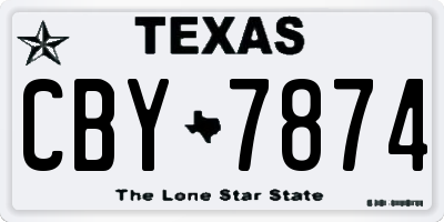 TX license plate CBY7874