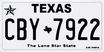 TX license plate CBY7922