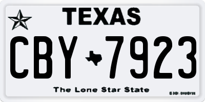 TX license plate CBY7923
