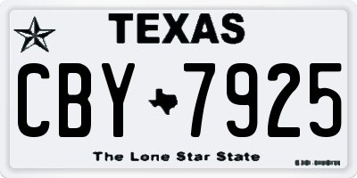 TX license plate CBY7925