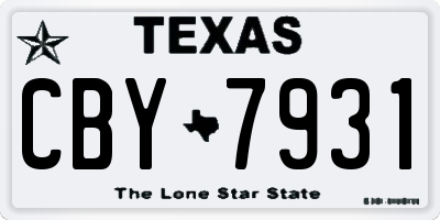 TX license plate CBY7931