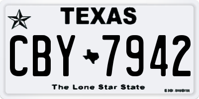 TX license plate CBY7942