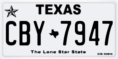 TX license plate CBY7947