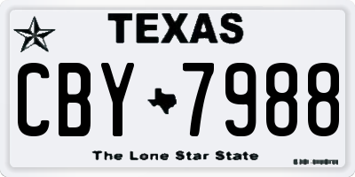 TX license plate CBY7988