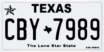 TX license plate CBY7989