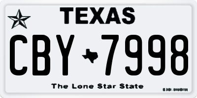 TX license plate CBY7998
