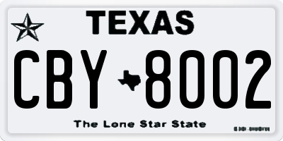 TX license plate CBY8002