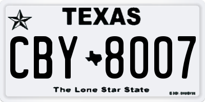 TX license plate CBY8007