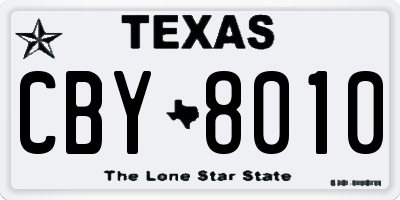 TX license plate CBY8010