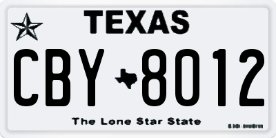 TX license plate CBY8012