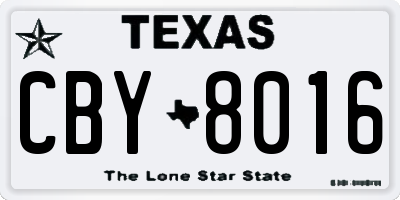 TX license plate CBY8016