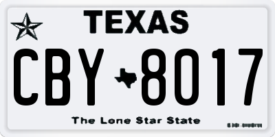 TX license plate CBY8017