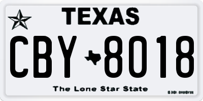 TX license plate CBY8018