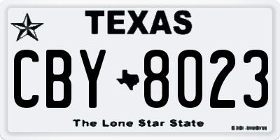TX license plate CBY8023