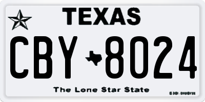 TX license plate CBY8024
