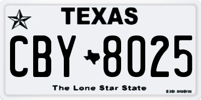TX license plate CBY8025