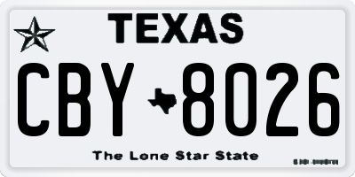 TX license plate CBY8026