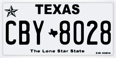 TX license plate CBY8028