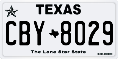 TX license plate CBY8029