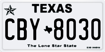 TX license plate CBY8030