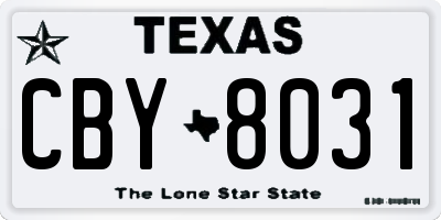 TX license plate CBY8031
