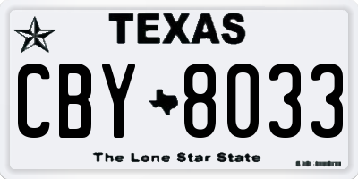 TX license plate CBY8033