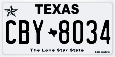 TX license plate CBY8034