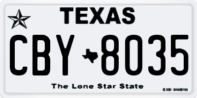 TX license plate CBY8035