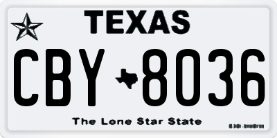 TX license plate CBY8036