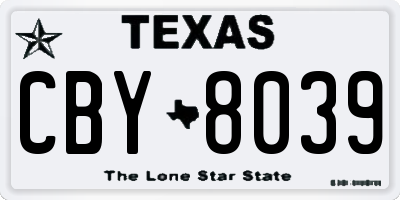 TX license plate CBY8039
