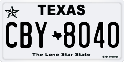 TX license plate CBY8040