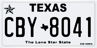 TX license plate CBY8041