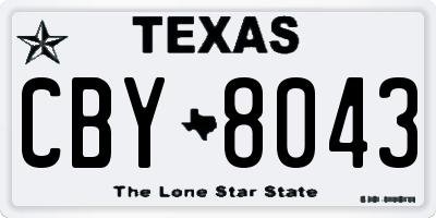 TX license plate CBY8043