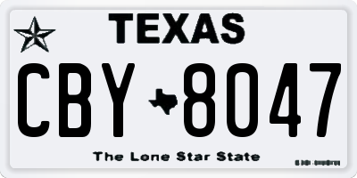 TX license plate CBY8047