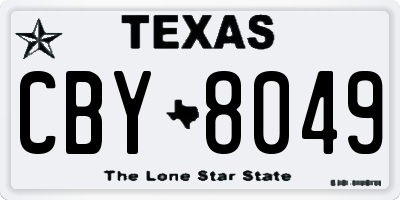 TX license plate CBY8049
