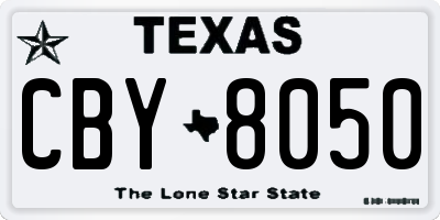 TX license plate CBY8050