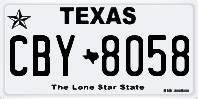 TX license plate CBY8058