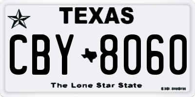 TX license plate CBY8060