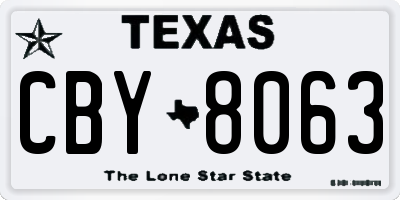 TX license plate CBY8063