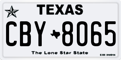 TX license plate CBY8065