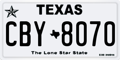 TX license plate CBY8070