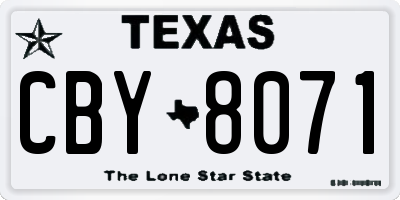 TX license plate CBY8071