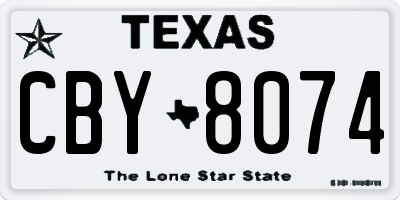 TX license plate CBY8074